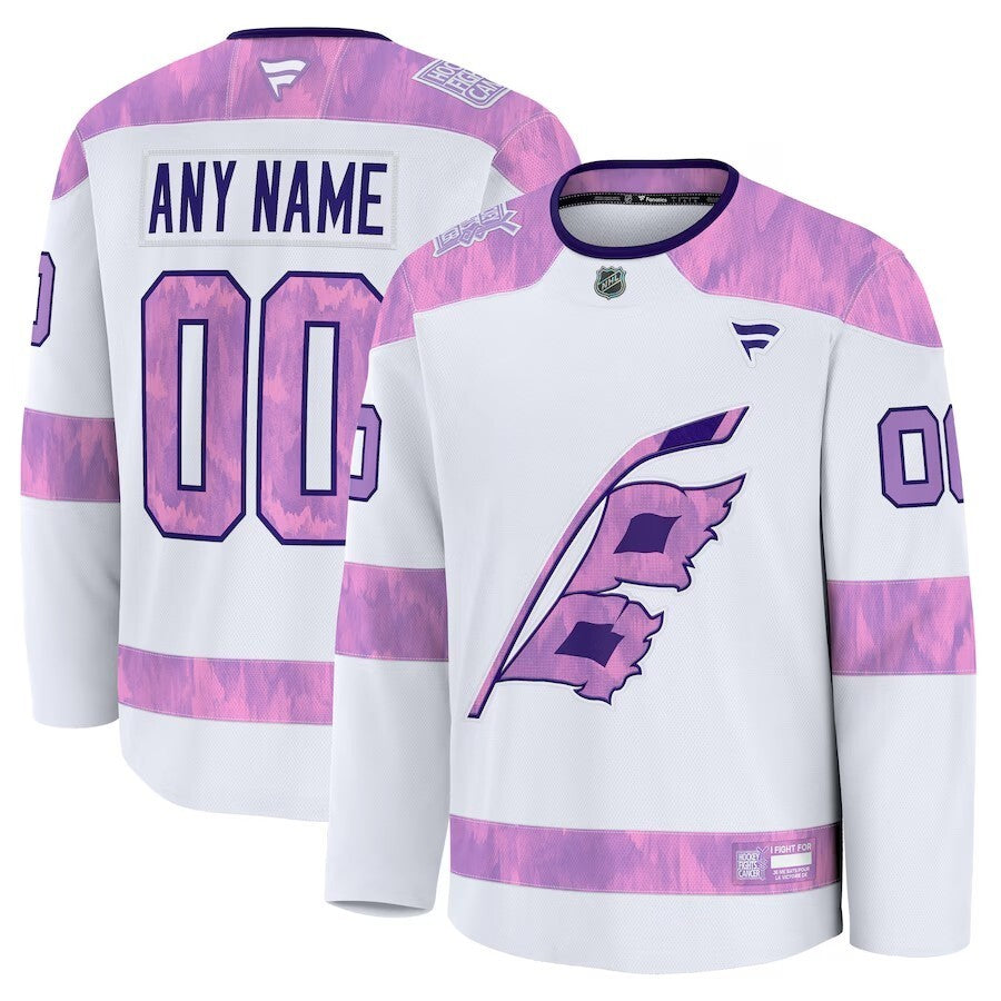 Carolina Hurricanes Fanatics 2024 Hockey Fights Cancer Custom Practice Jersey - White Hockey Jersey hockey jersey product view 1