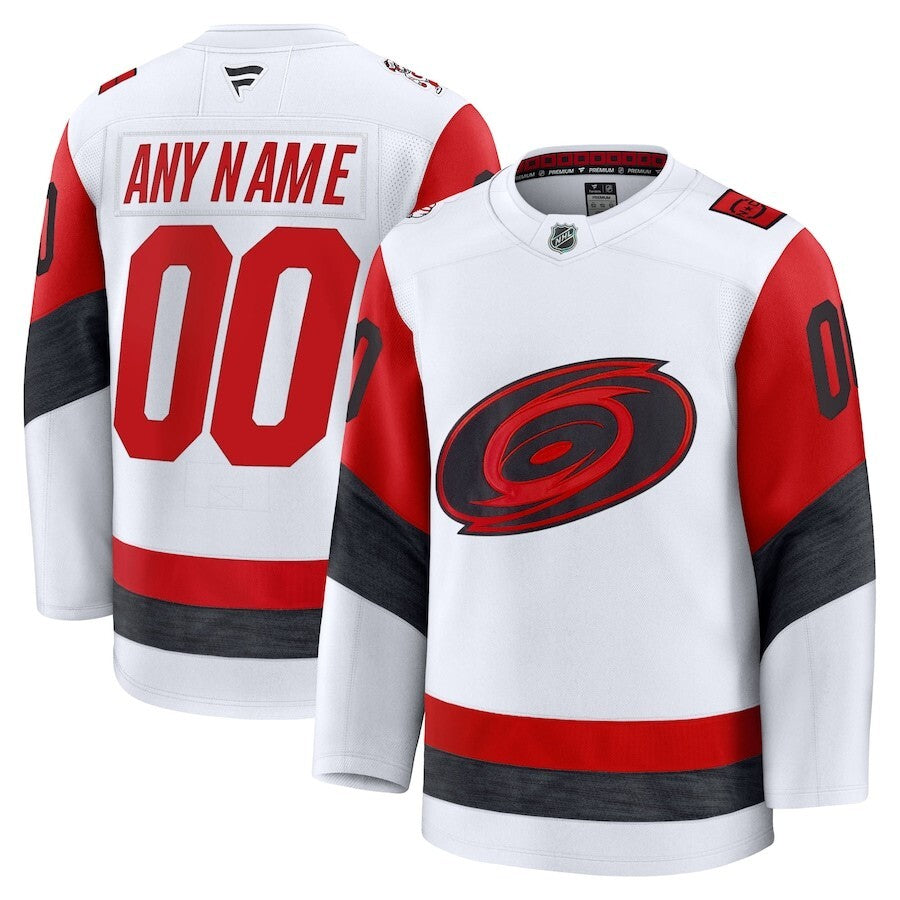 Carolina Hurricanes Fanatics Away Premium Custom Jersey - White Style 1 Hockey Jersey hockey jersey product view 1