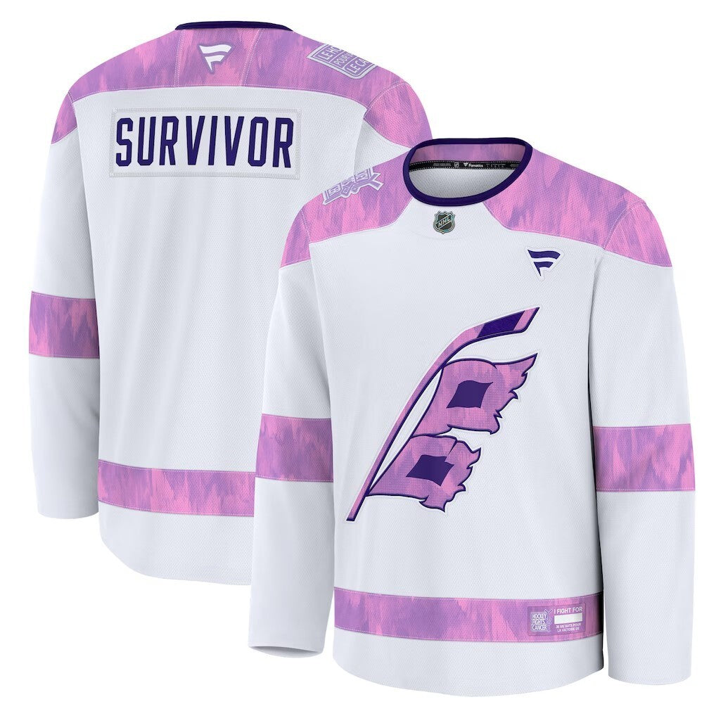 Carolina Hurricanes Fanatics Hockey Fights Cancer Practice Jersey - White Hockey Jersey hockey jersey product view 1