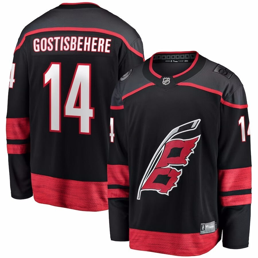 Carolina Hurricanes #14 Shayne Gostisbehere Branded Home Breakaway Jersey - Black Hockey Jersey hockey jersey product view 1