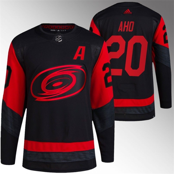 Carolina Hurricanes #20 Sebastian Aho Black Red Stadium Series Hockey Jersey hockey jersey product view 1