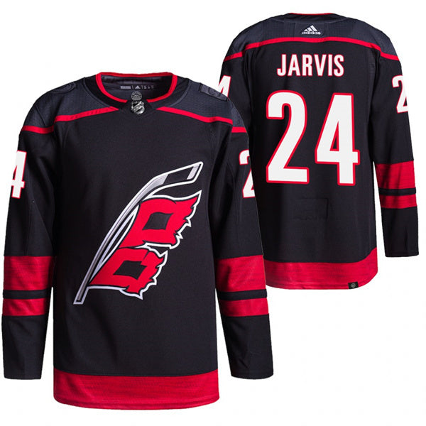 Carolina Hurricanes #24 Seth Jarvis Black Hockey Jersey hockey jersey product view 1