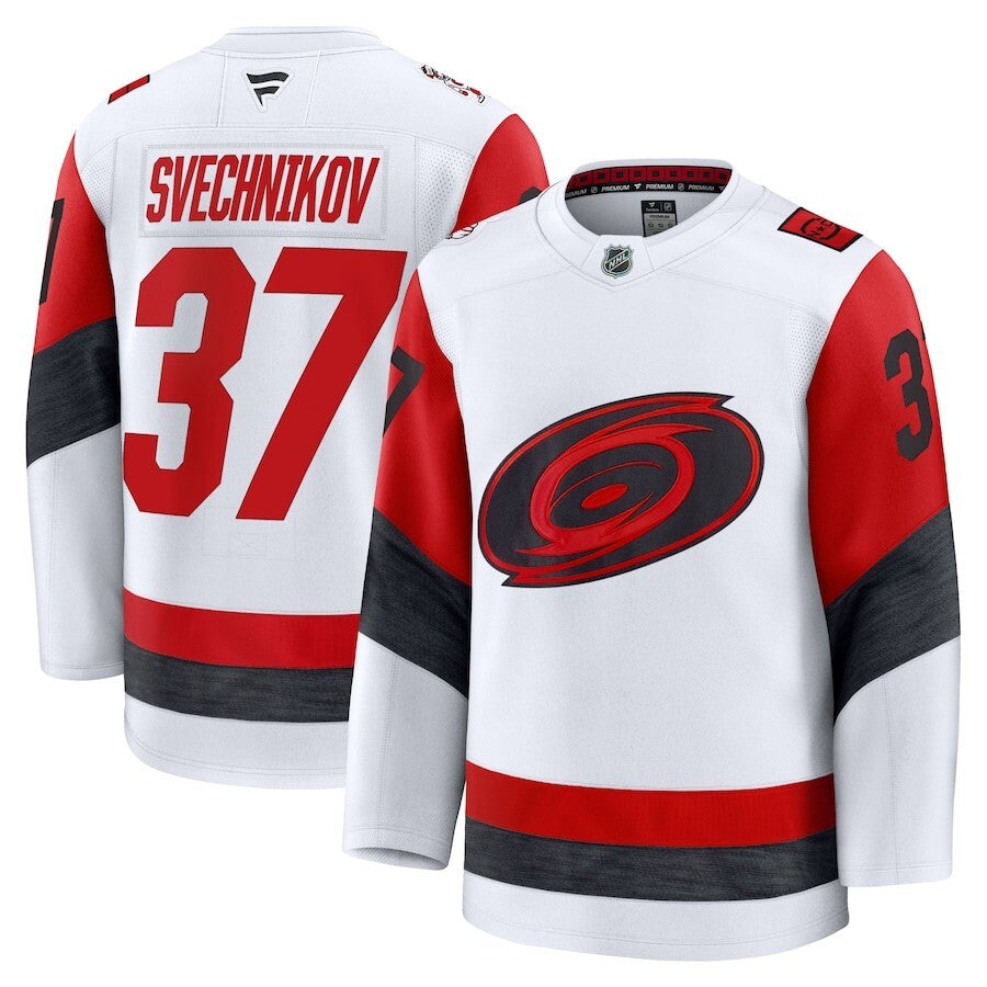Carolina Hurricanes #37 Andrei Svechnikov Fanatics Away Premium Jersey - White Hockey Jersey hockey jersey product view 1