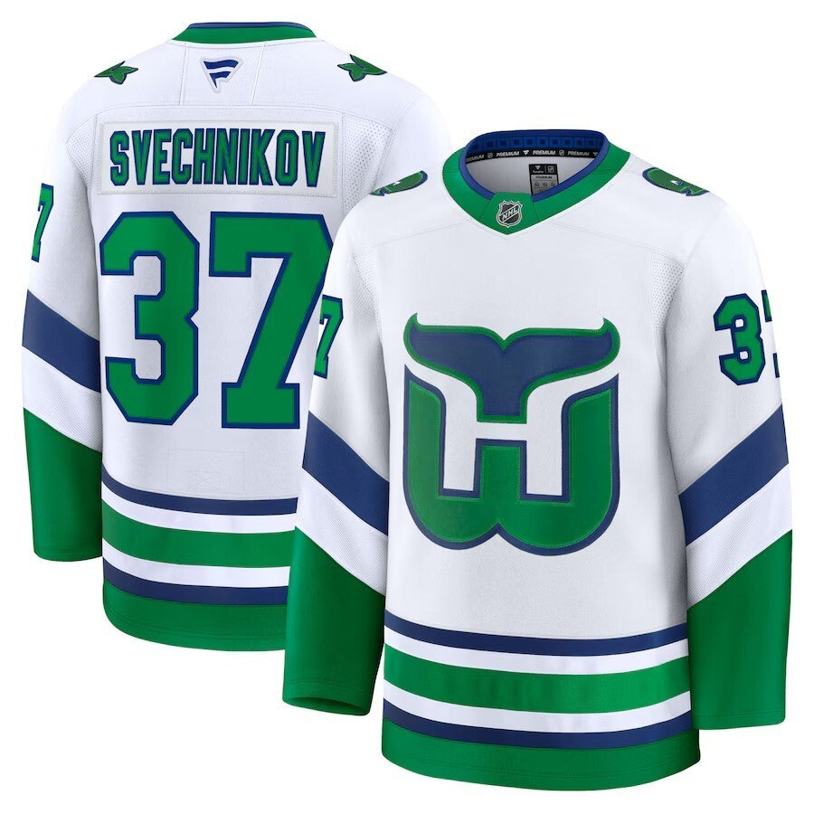 Carolina Hurricanes #37 Andrei Svechnikov Throwback Premium Jersey - White Hockey Jersey hockey jersey product view 1