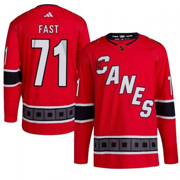 Carolina Hurricanes #71 Jesper Fast 2022-23 Reverse Retro Red Hockey Jersey hockey jersey product view 1