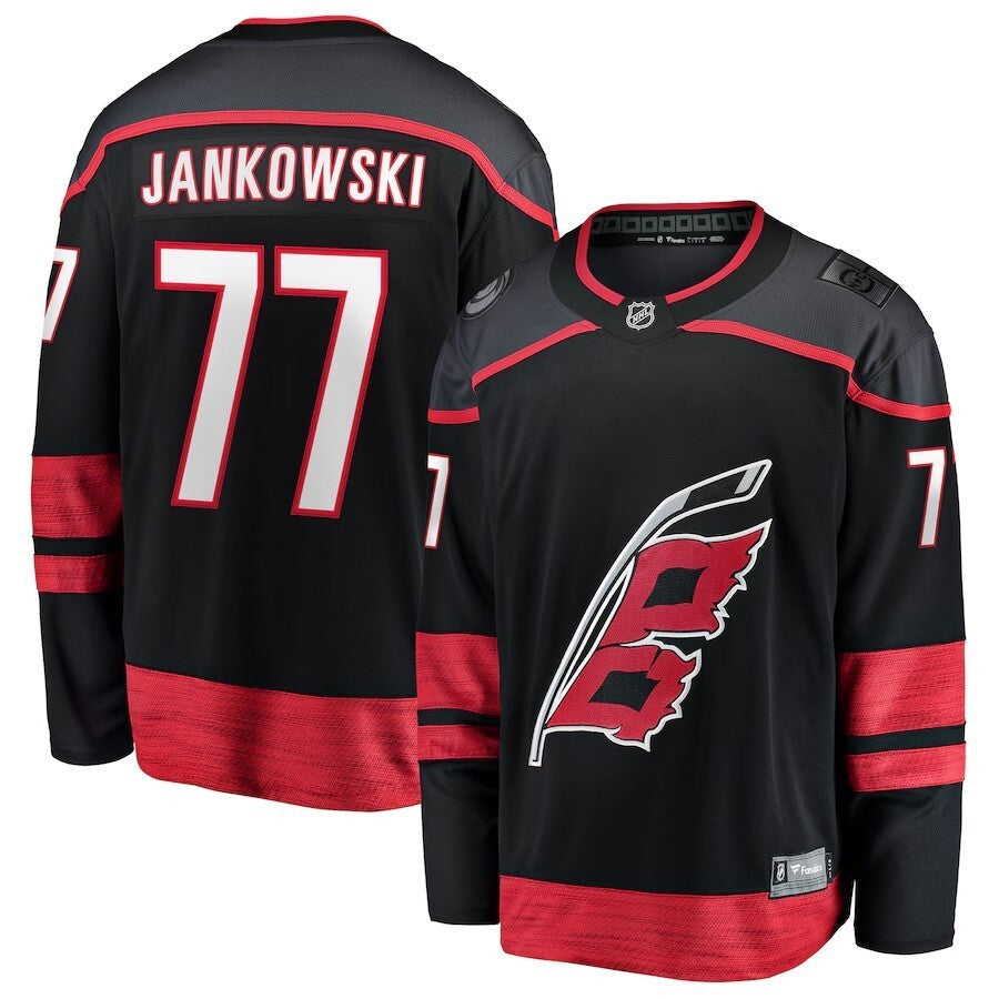 Carolina Hurricanes #77 Mark Jankowski Home Breakaway Jersey - Black Hockey Jersey hockey jersey product view 1