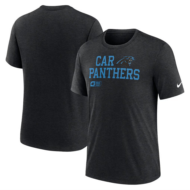 Carolina Panthers Black Overlap Lockup Tri-Blend T-Shirt Football Jersey football jersey product view 1