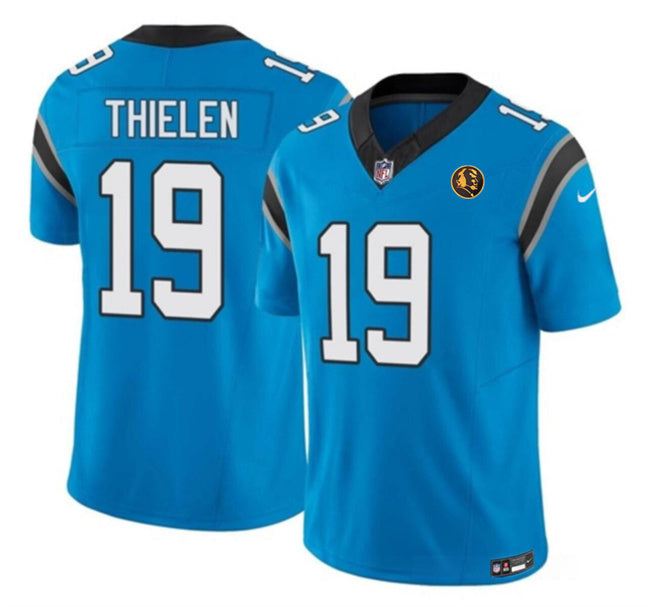 Carolina Panthers #19 Adam Thielen Blue 2023 F.U.S.E. With John Madden Patch Vapor Football Jersey football jersey product view 1