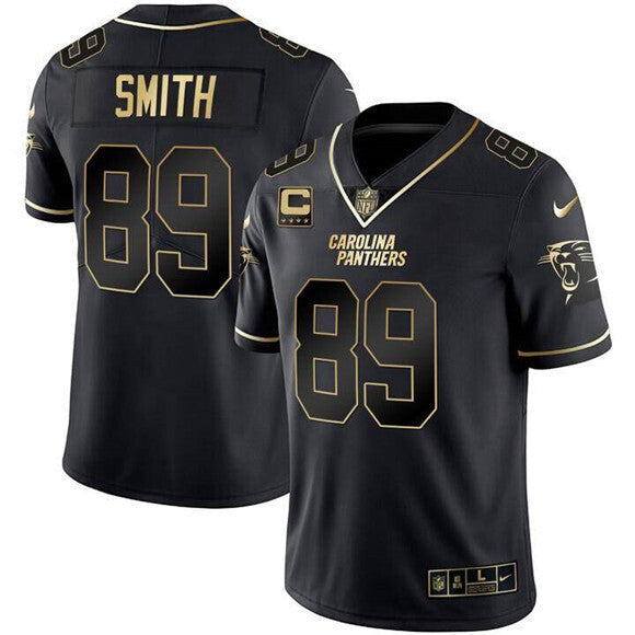 Carolina Panthers #89 Steve Smith Black Gold With 4-Star C Patch Vapor Limited Football Jersey football jersey product view 1