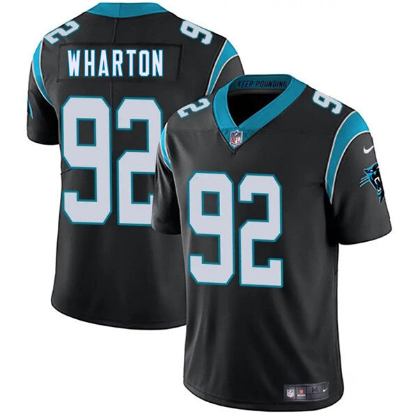 Carolina Panthers #92 Tershawn Wharton Black 2025 Vapor Limited Football Football Jersey football jersey product view 1
