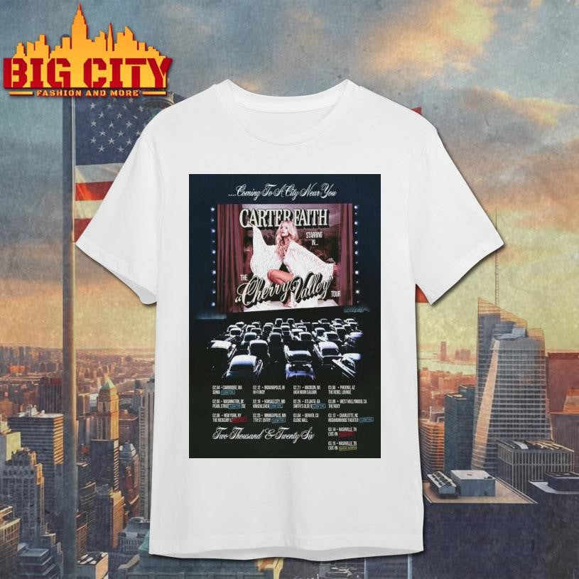 Carter Faith The Cherry Valley Tour 2026 Poster Shirt Unisex T-shirt, Sweatshirt, Hoodie, Long Sleeve Tee - T-Shirt, Sweatshirt, Hoodie