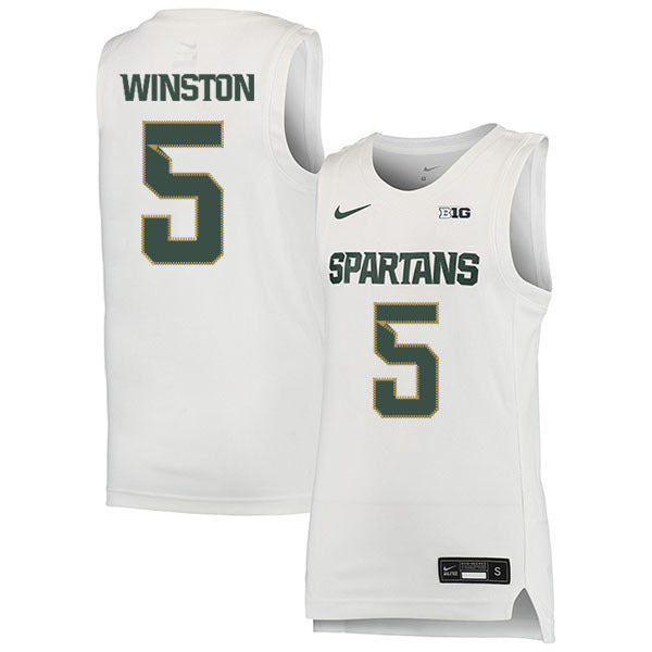 Cassius Winston 5 White College Football Jersey football jersey product view 1