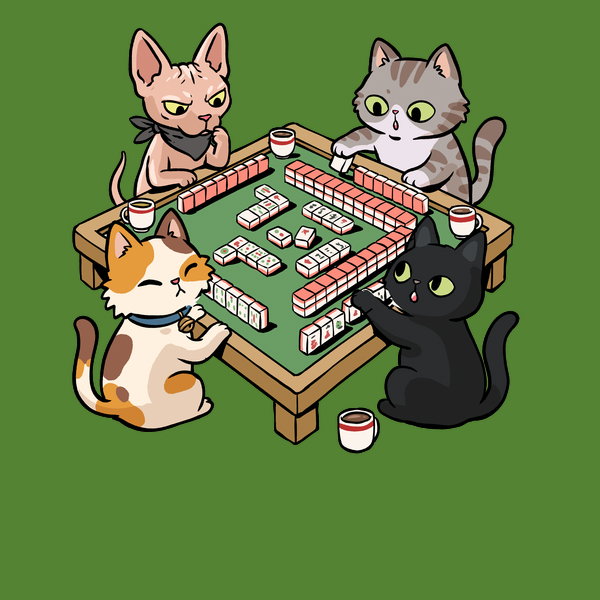 Cat Mahjong Unisex T-shirt, Sweatshirt, Hoodie, Long Sleeve Tee - T-Shirt, Sweatshirt, Hoodie