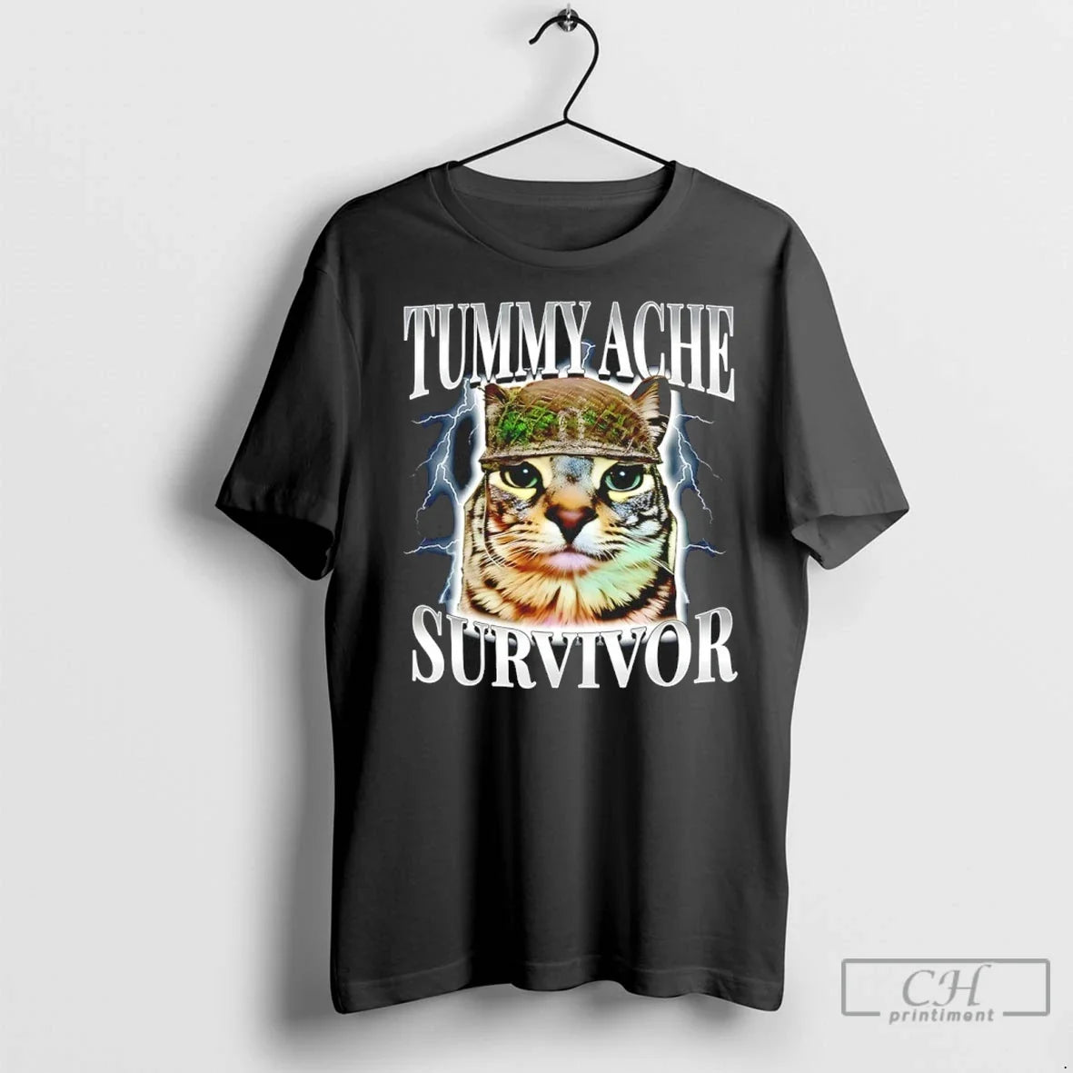 Cat Tummy Ache Survivor 90s Bootleg T Shirts Unisex T-shirt, Sweatshirt, Hoodie, Long Sleeve Tee - T-Shirt, Sweatshirt, Hoodie