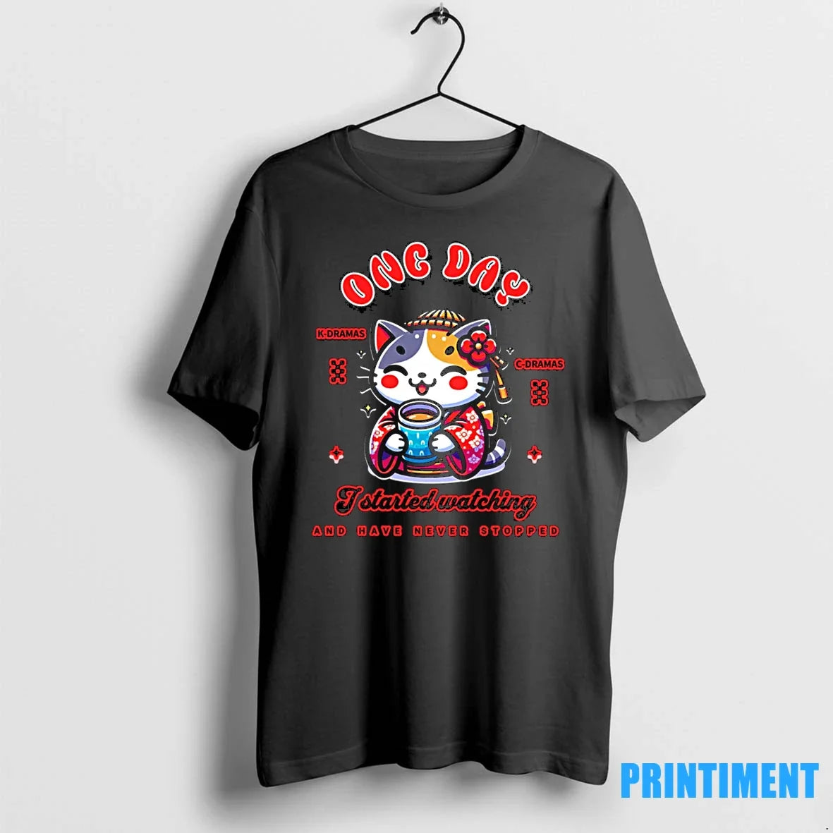 Cat Watching K Dramas And C Dramas Cute Tshirts Sweater Unisex T-shirt, Sweatshirt, Hoodie, Long Sleeve Tee - T-Shirt, Sweatshirt, Hoodie