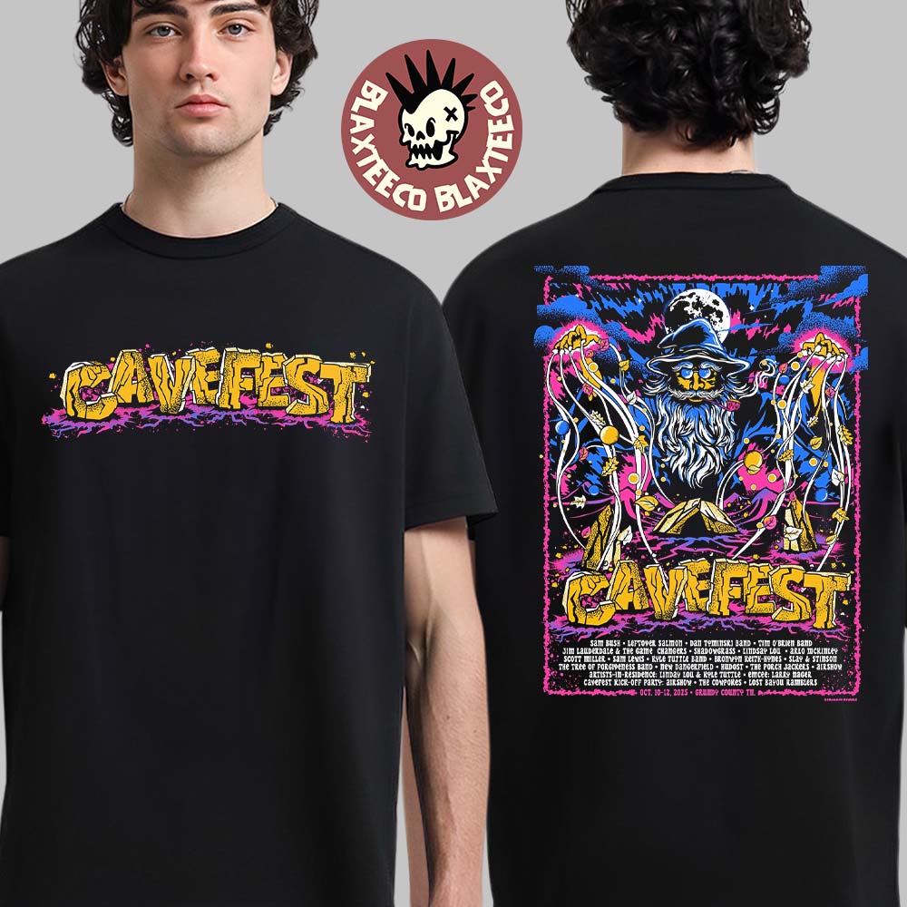 CaveFest Grundy County Tennessee 2025 Event Poster On October 10-12 2025 The Wizard Art And Lineup Two Sided T-Shirt - T-Shirt, Sweatshirt, Hoodie