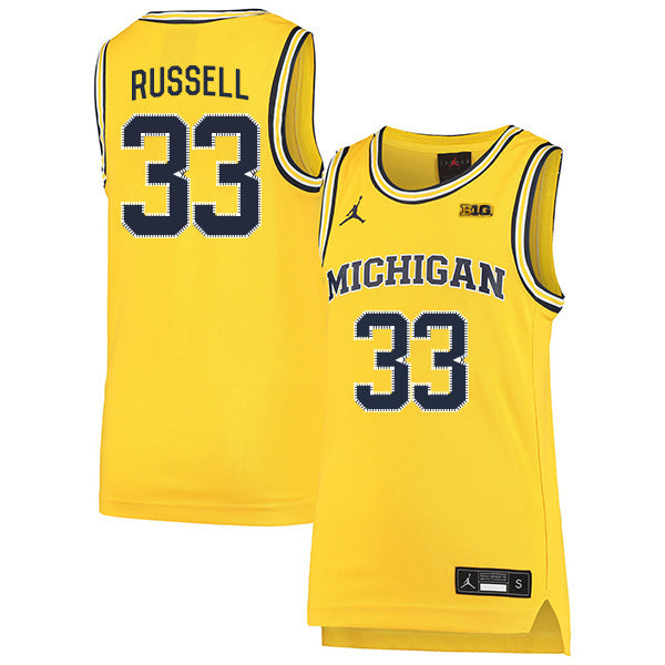 Cazzie Russell 33 Yellow College Football Jersey football jersey product view 1