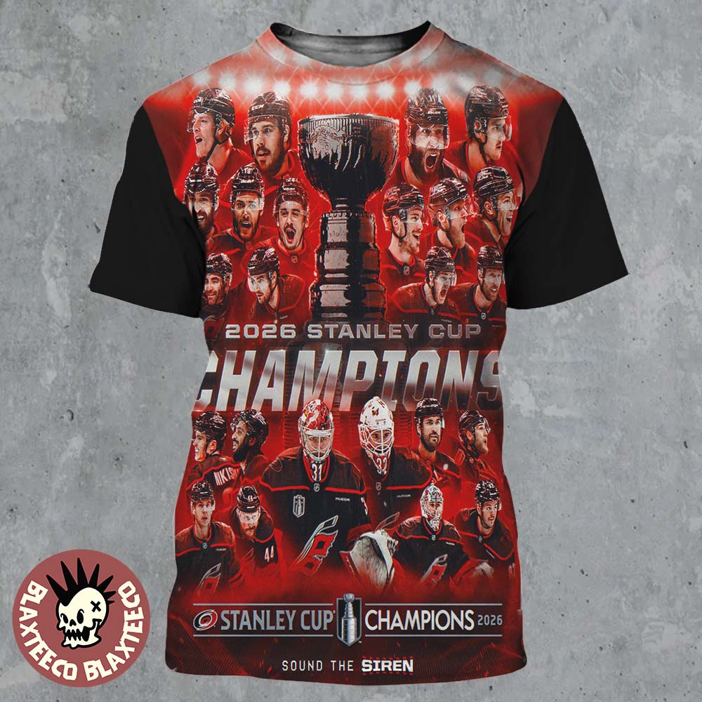 Celebrate Carolina Hurricanes 2026 NHL Stanley Cup Champions Sound The Siren All Over Print Shirt - T-Shirt, Sweatshirt, Hoodie