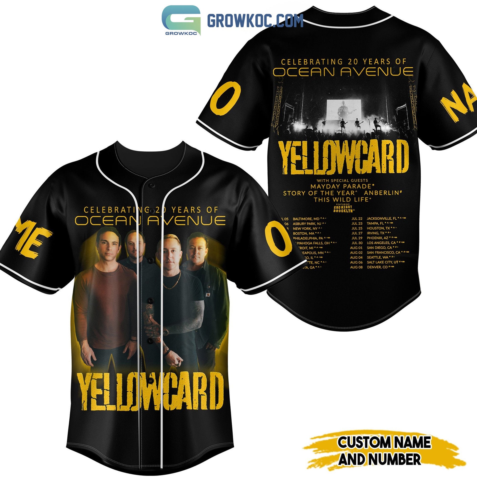 Celebrating 20 Years Of Ocean Avenue Yellowcard Personalized Baseball Jersey baseball jersey product view 2
