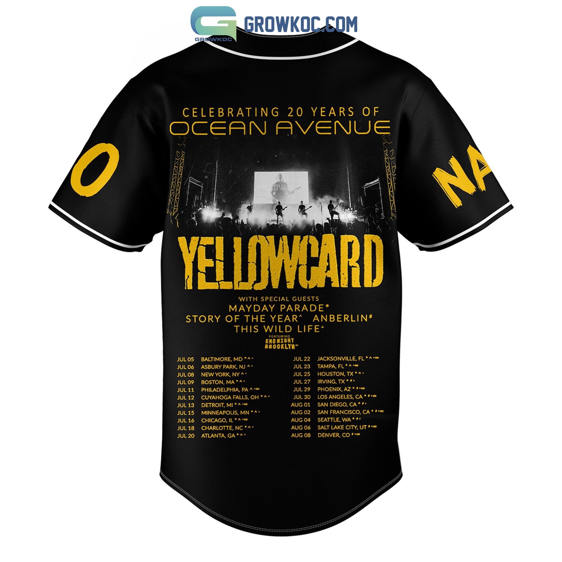 Celebrating 20 Years Of Ocean Avenue Yellowcard Personalized Baseball Jersey baseball jersey product view 3