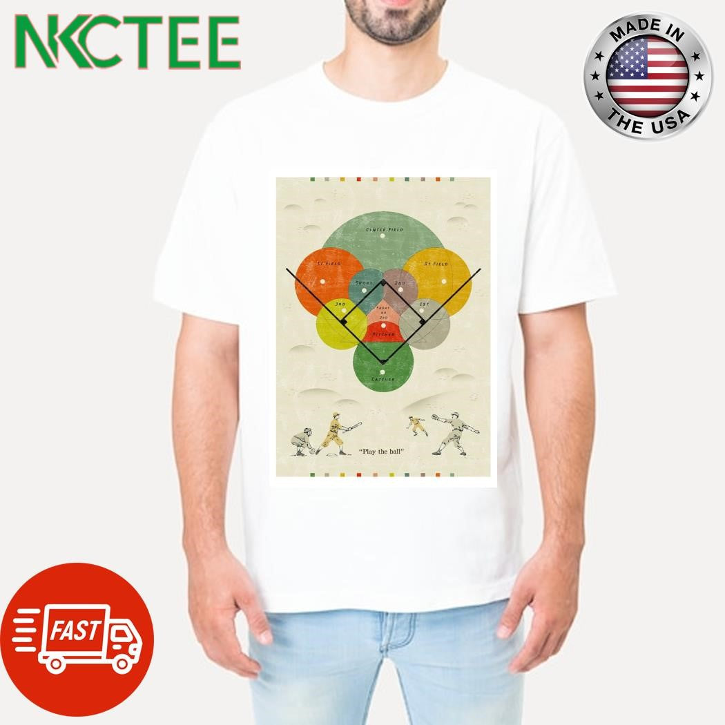 Center Field, Left Field, Right Field, Shortstop, Second Base, Third Base, First Base, Pitcher, and Catcher Play the ball paint shirt - T-Shirt, Sweatshirt, Hoodie