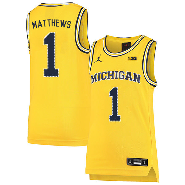Charles Matthews 1 Yellow College Football Jersey football jersey product view 1