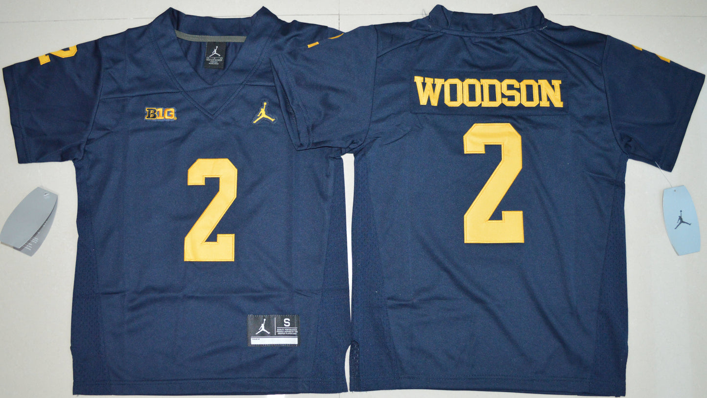 Charles Woodson 2 Youth Blue College Football Jersey football jersey product view 1