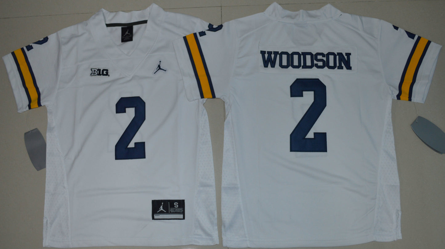 Charles Woodson 2 Youth White College Football Jersey football jersey product view 1