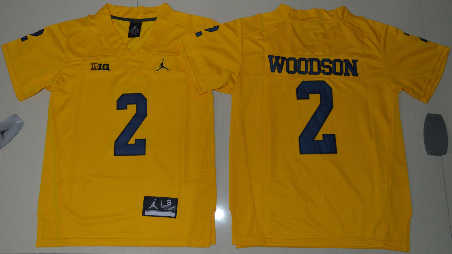Charles Woodson 2 Youth Yellow College Football Jersey football jersey product view 1