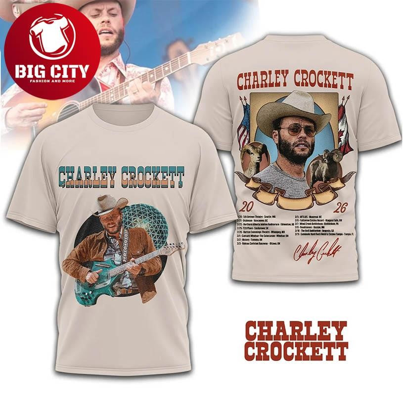Charley Crockett 2026 Tour Two Sided Shirt Unisex T-shirt, Sweatshirt, Hoodie, Long Sleeve Tee - T-Shirt, Sweatshirt, Hoodie