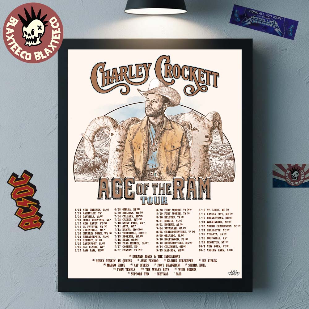 Charley Crockett Age Of The Ram Tour 2026 North America Schedule Dates Home Decor Poster Canvas - T-Shirt, Sweatshirt, Hoodie