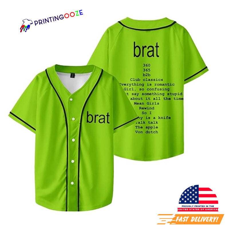 Charli XCX Brat Tour 2024 Baseball Jersey baseball jersey product view 1