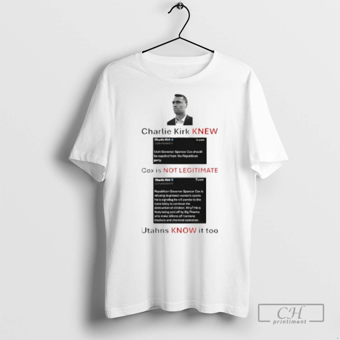 Charlie Kirk New Cox Is Not Legitimate Utahns Know It Too T Shirts Unisex T-shirt, Sweatshirt, Hoodie, Long Sleeve Tee - T-Shirt, Sweatshirt, Hoodie