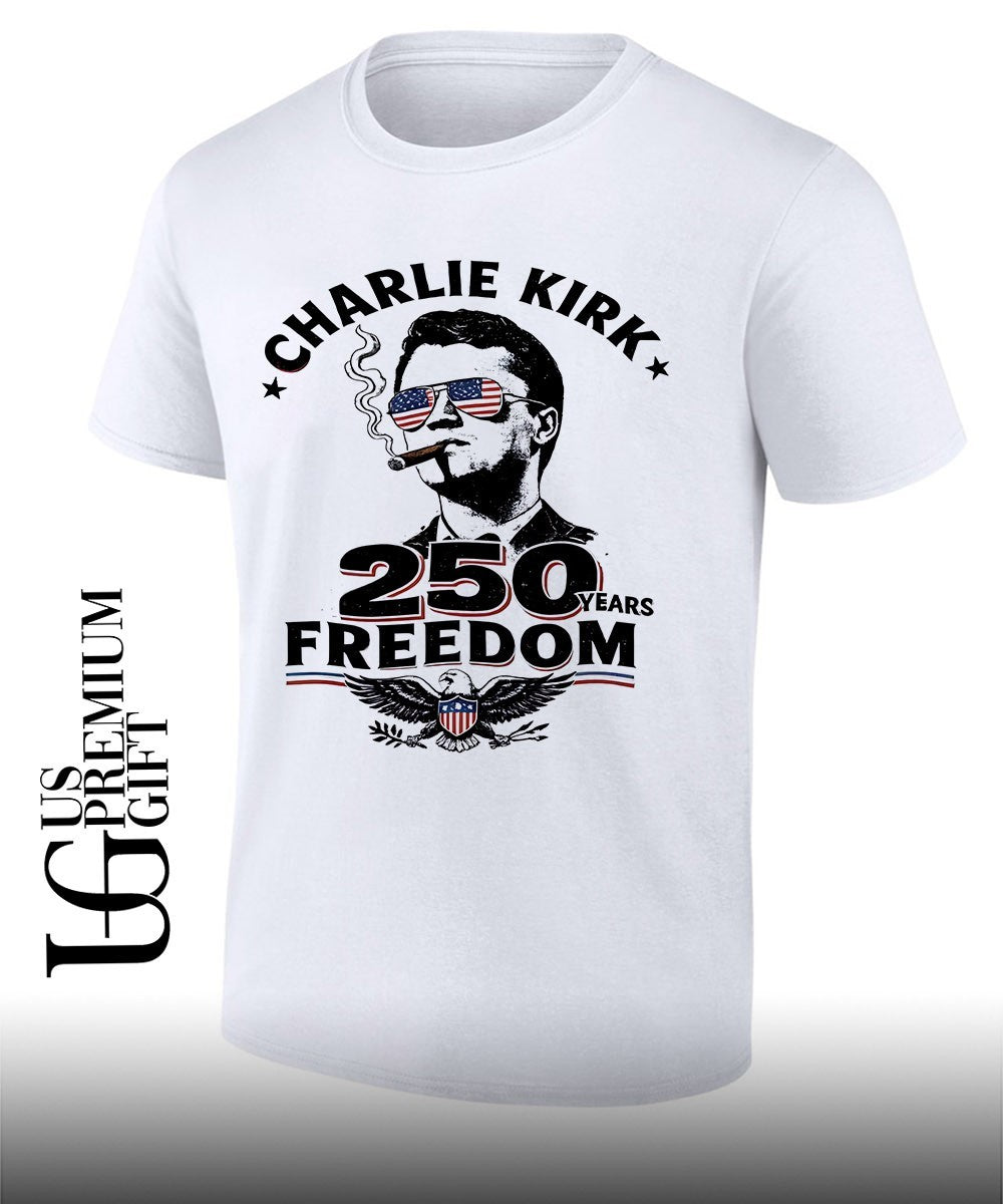 Charlie Kirk cigar Freedom USA 250th Anniversary signature shirt Unisex T-shirt, Sweatshirt, Hoodie, Long Sleeve Tee - T-Shirt, Sweatshirt, Hoodie