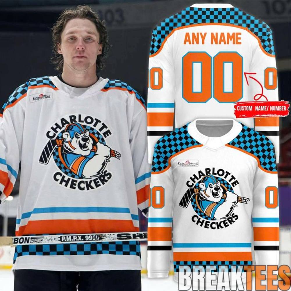 Charlotte Checkers Throwback 90s Hockey Jersey hockey jersey product view 1