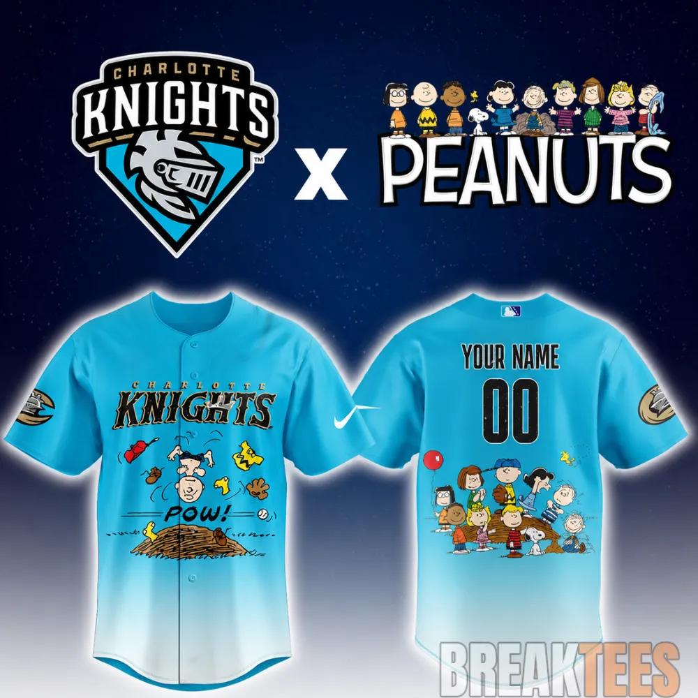Charlotte Knights Peanuts Night MiLB 2026 Personalized Baseball Jersey baseball jersey product view 1