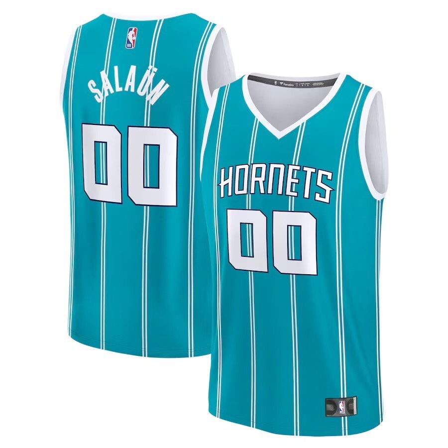 Charlotte Hornets Tidjane Salaun 2024 NBA Draft Fast Break Player Jersey - Icon Edition - Teal basketball jersey product view 1