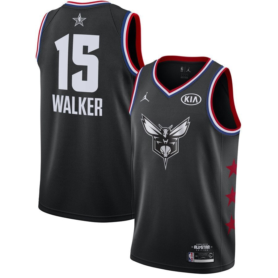 Charlotte Hornets #15 Kemba Walker 19 All-Star Hornets 15 Black Basketball Jersey basketball jersey product view 1