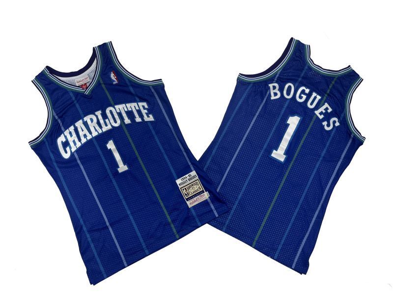 Charlotte Hornets #1 Bogues Hornets 1 # Purple 94-95 Season Mitchell Retro Jersey Style 1 Basketball Jersey basketball jersey product view 1