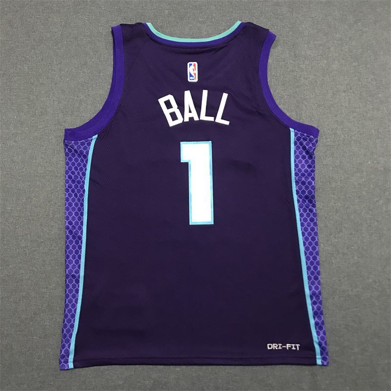 Charlotte Hornets #1 LaMelo Ball 22-23 Season Hornets 1 # · Purple Jersey Style 1 Basketball Jersey basketball jersey product view 1