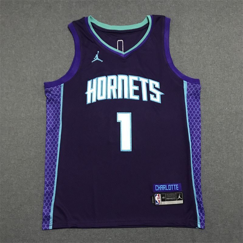 Charlotte Hornets #1 LaMelo Ball 22-23 Season Hornets 1 # · Purple Jersey Style 2 Basketball Jersey basketball jersey product view 1