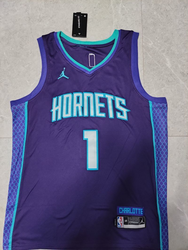 Charlotte Hornets #1 LaMelo Ball 22-23 Season nba Pelicans Team 1# Purple Jersey Style 2 Basketball Jersey basketball jersey product view 1