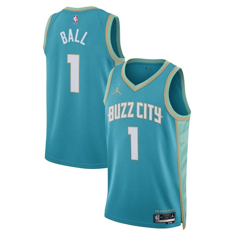 Charlotte Hornets #1 LaMelo Ball Brand Unisex 2023 24 Swingman Jersey - Teal - City Edition basketball jersey product view 1