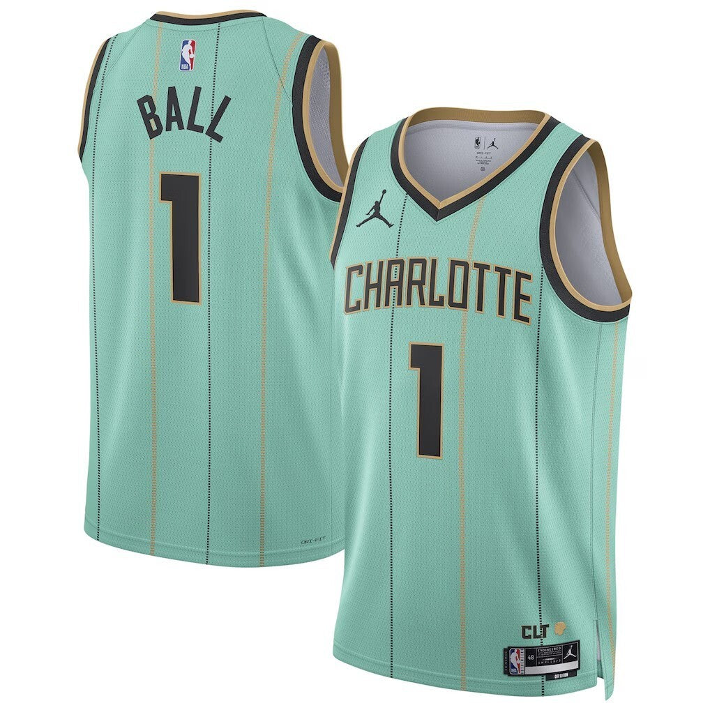 Charlotte Hornets #1 LaMelo Ball Brand Unisex 202425 Swingman Player Jersey - City Edition - Mint basketball jersey product view 1
