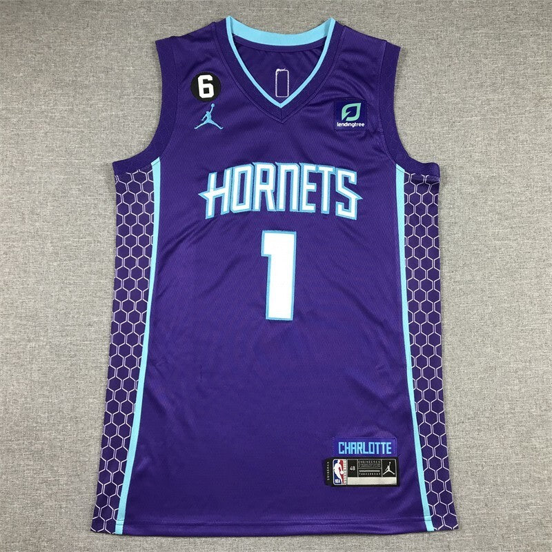 Charlotte Hornets #1 LaMelo Ball Hornets 1 Statement Edition Purple Style 4 Basketball Jersey basketball jersey product view 1