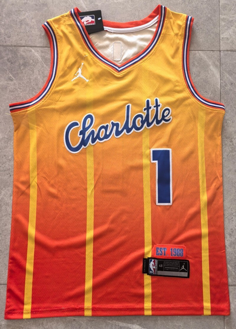 Charlotte Hornets #1 LaMelo Ball Hornets 1# City Edition Yellow Jersey Style 2 Basketball Jersey basketball jersey product view 1