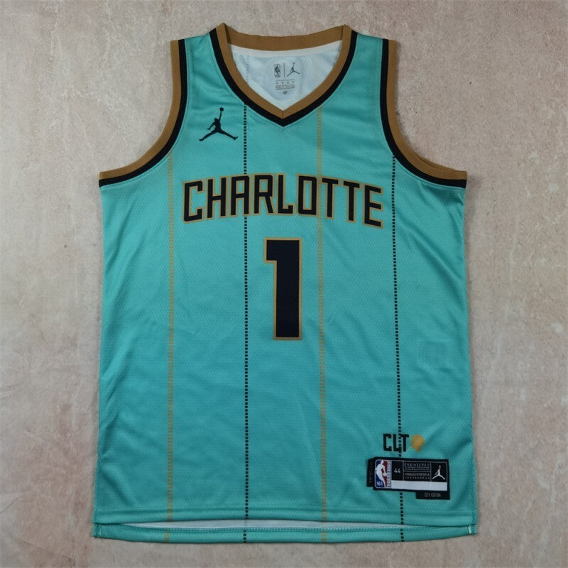 Charlotte Hornets #1 LaMelo Ball Hot Press Hornets Style 2 Basketball Jersey basketball jersey product view 1