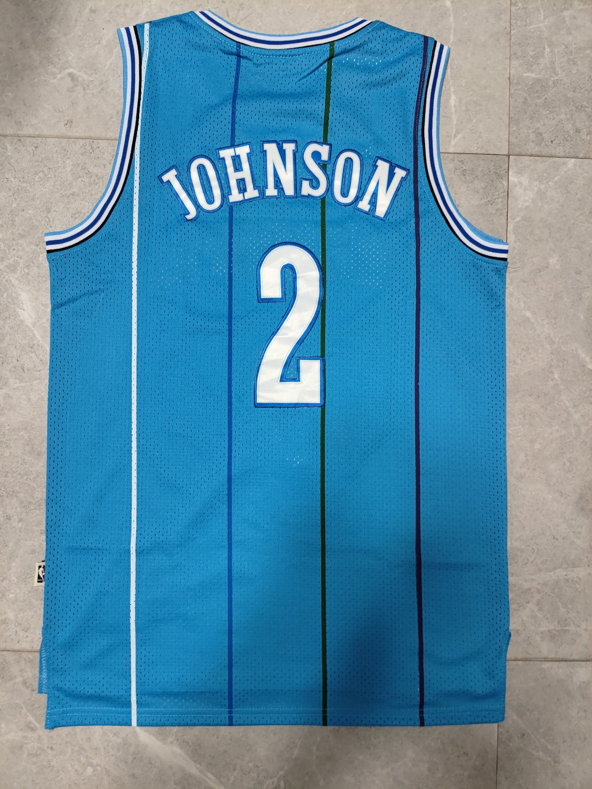 Charlotte Hornets #2 Larry Johnson Hornets 2# Larry ·· Retro NBA Jersey Style 3 Basketball Jersey basketball jersey product view 1