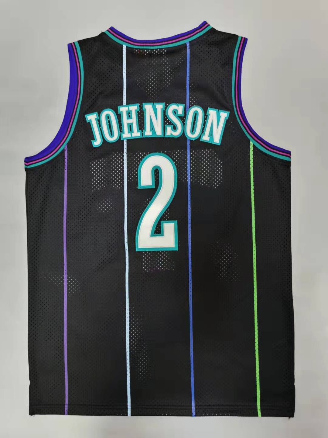Charlotte Hornets #2 Larry Johnson Hornets 2# Retro - Black Style 1 Basketball Jersey basketball jersey product view 1