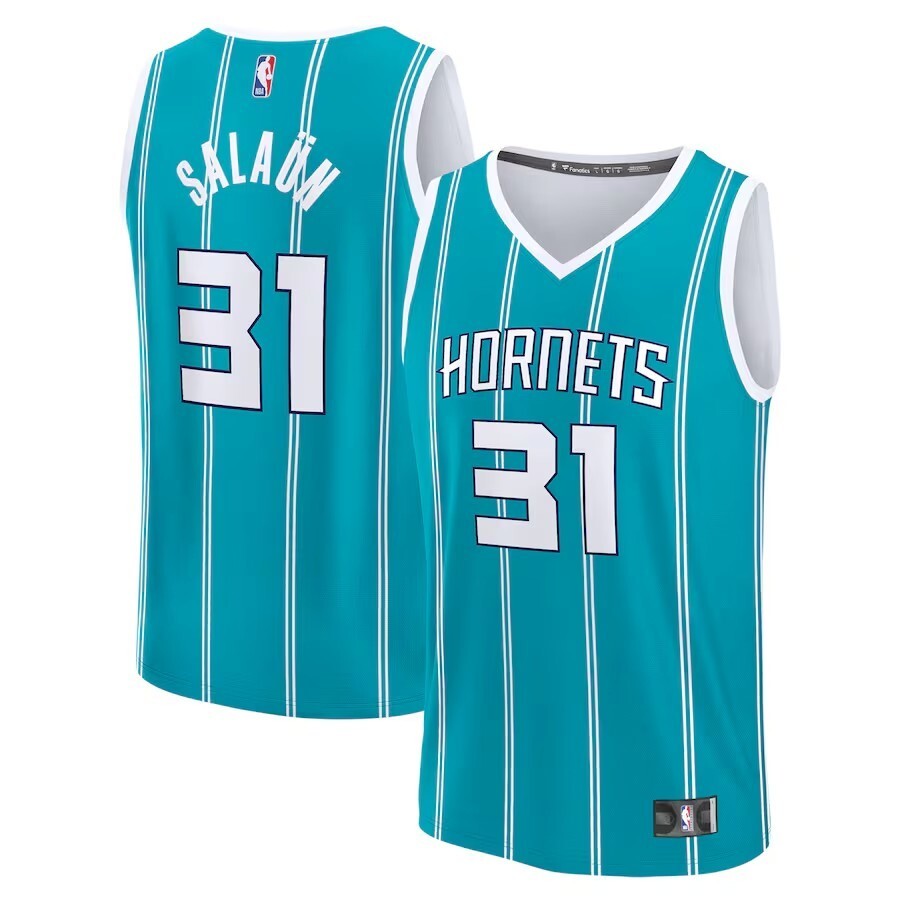 Charlotte Hornets #31 Tidjane Salaun 2024 NBA Draft Fast Break Player Jersey - Icon Edition - Teal basketball jersey product view 1